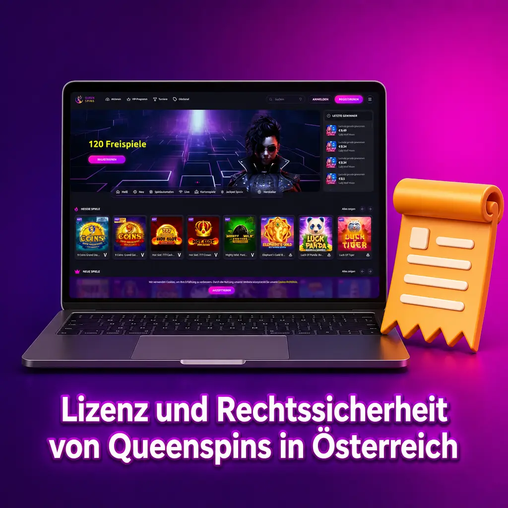 Curaçao-Lizenz 8048/JAZ2024-101 von Queenspins mit DSGVO-Datenschutz und KYC-Verifizierung für österreichische Spieler ab 18 Jahren.