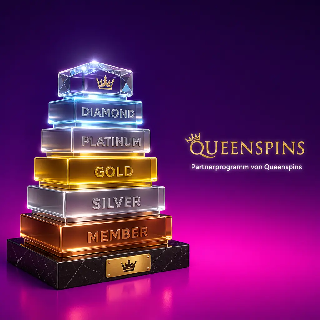 Queenspins Partnerprogramm: Revenue Share bis 40%, CPA- und Hybrid-Modelle für Affiliates mit Tracking-Dashboard