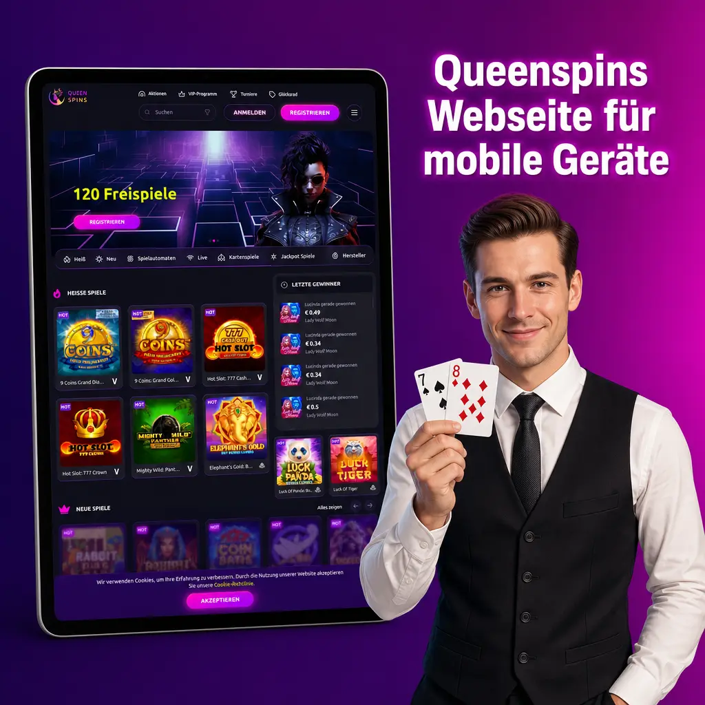 Queenspins mobile Webseite ohne Download – Sportwetten, Casino und Live-Casino direkt im Browser nutzen